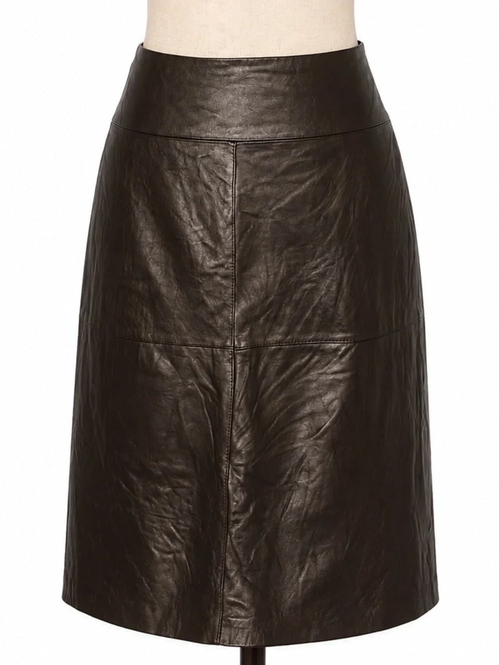 Jaclyn Smith Black Leather A-Line Skirt.